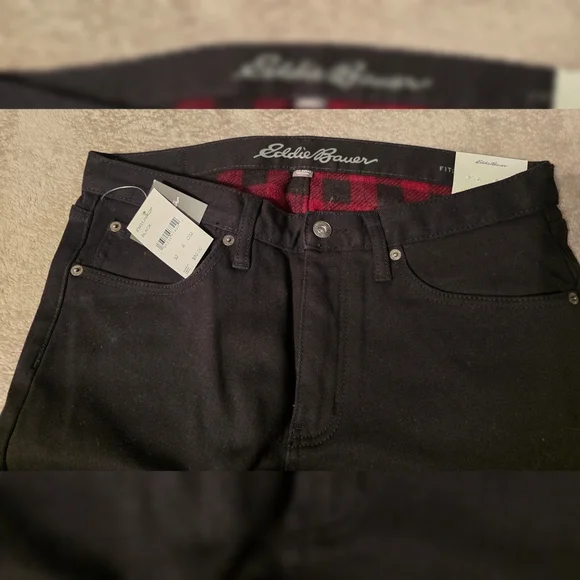 Eddie Bauer Men's Flannel-Lined Flex Jeans - Straight Fit - Picture 3 of 4
